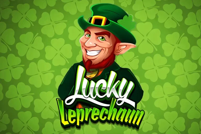 Lucky Leprechaun online sorsjegy a Microgaming-től, zöld kalapos, vörös szakállas szerencsés leprechaunnal, háttérben négylevelű lóhere mintával.
