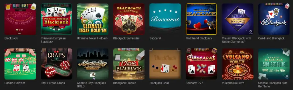 GGbet asztali kaszinójátékok, blackjack, baccarat, craps és klasszikus póker változatok