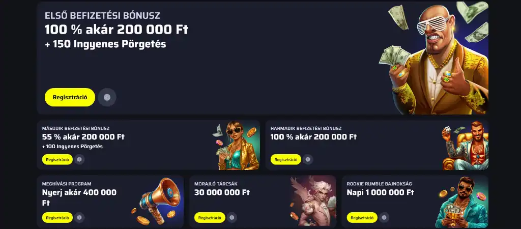 Online kaszinó bónuszok a bdmbet online kaszinóban, 100% első befizetési bónusz akár 200 000 Ft-ig és ingyenes pörgetések