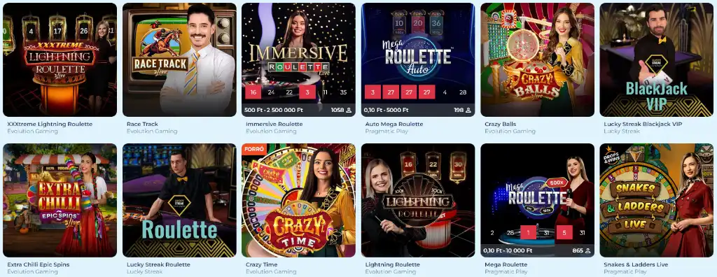 Élő kaszinó játékok a Crabslots oldalán. Rulett, blackjack és showműsorok valós krupiékkal.