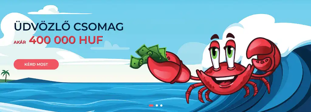 Akár 400 000 HUF értékű üdvözlő bónusz a Crabslots online kaszinó új játékosainak.