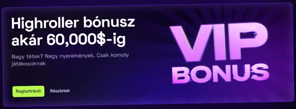 Immerion kaszinó highroller bónusz ajánlat, VIP játékosoknak szóló akár 60 000 dolláros extra bónusz nagy tétekkel játszók számára, VIP BONUS felirattal.