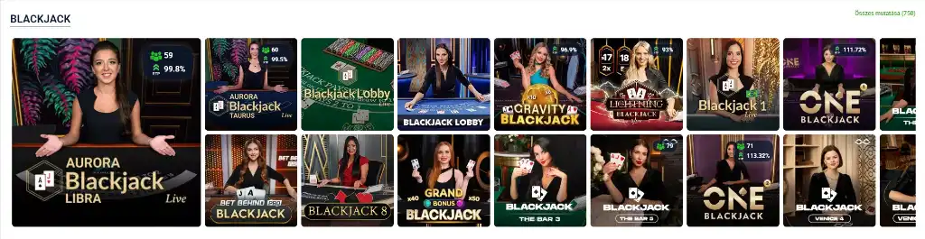 20Bet élő blackjack játékok, valós idejű kártyajáték profi osztókkal
