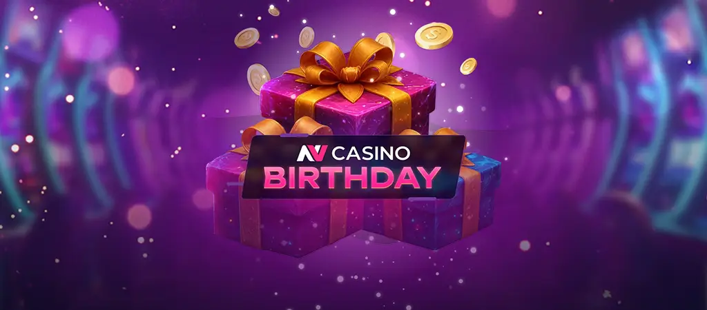 1 éves NV Casino születésnapi promóció ajándékdobozokkal