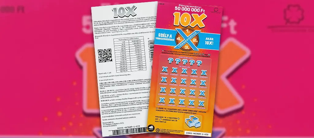 10X sorsjegy, hagyományos kaparós sorsjegy, akár 50 millió forintos főnyereménnyel, Szerencsejáték Zrt. játék
