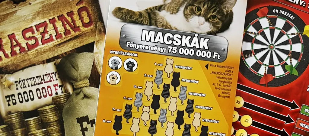 Hagyományos magyar kaparós sorsjegyek gyűjteménye, népszerű játékok Magyarországról