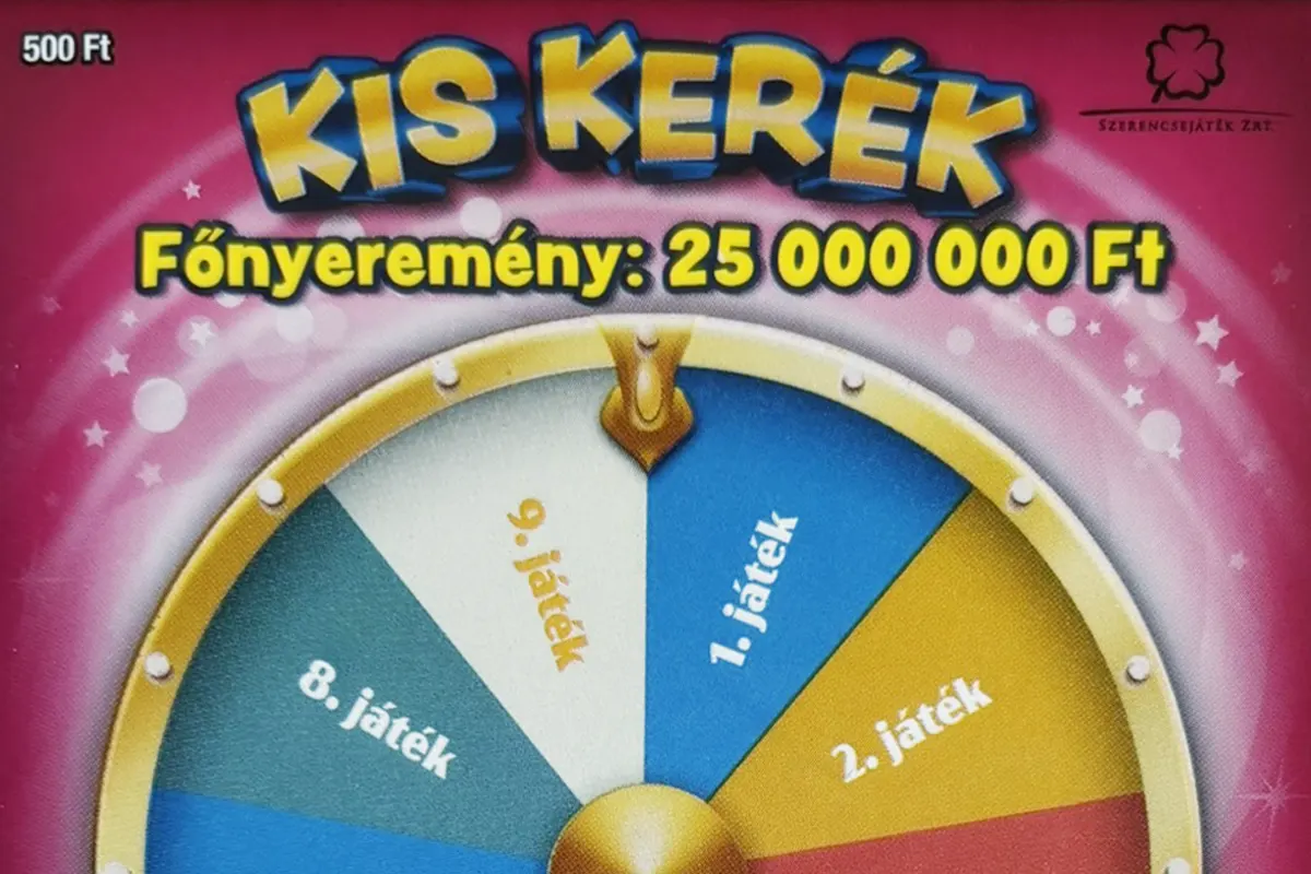 Kis Kerék sorsjegy, színes, szerencsekerekes kaparós sorsjegy 25 millió forintos főnyereménnyel