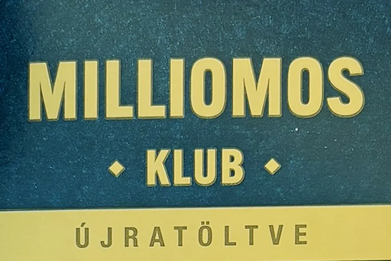 Milliomos Klub sorsjegy, elegáns, arany kaparós sorsjegy, nagy értékű nyereményekkel