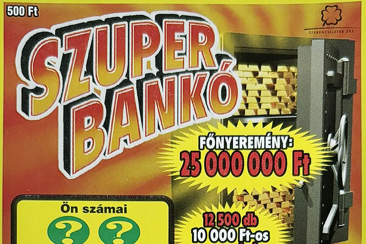 Szuper Bankó sorsjegy, aranytémájú, 500 forintos kaparós sorsjegy 25 millió forintos főnyereménnyel