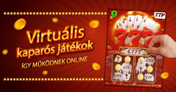 Virtuális kaparós játékot bemutató online grafika nyerő szimbólumokkal és digitális sorsjegy felülettel