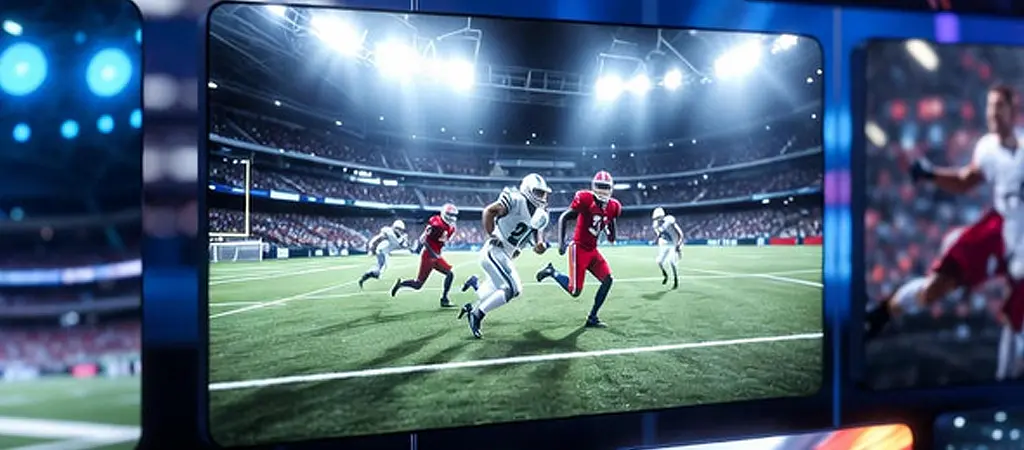 Virtu&aacute;lis sport k&ouml;zvet&iacute;t&eacute;s amerikai focimeccsről digit&aacute;lis stadionk&ouml;rnyezetben