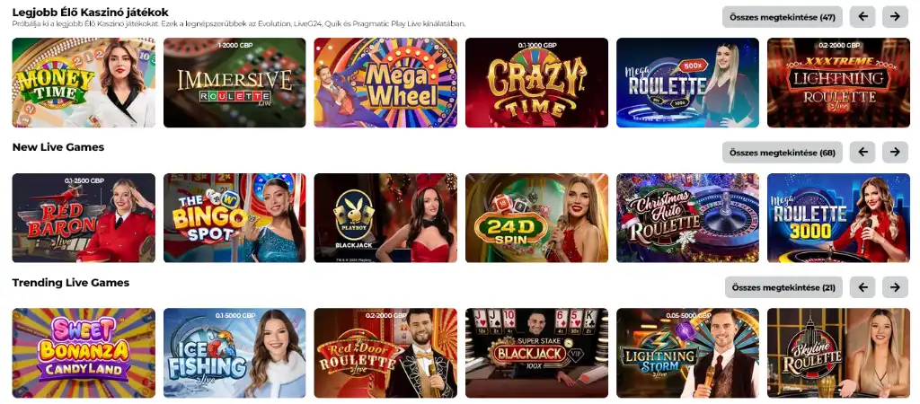 Energy Casino &eacute;lő kaszin&oacute; j&aacute;t&eacute;kok rulettel, blackjackkel &eacute;s show jellegű j&aacute;t&eacute;kokkal