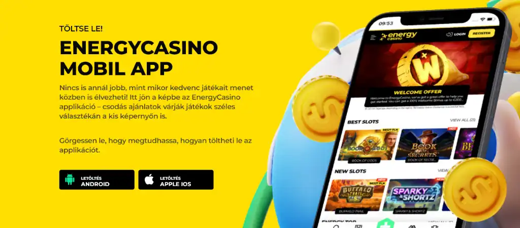 Energy Casino mobilalkalmaz&aacute;s Androidra &eacute;s iOS-re online kaszin&oacute; j&aacute;t&eacute;kokkal