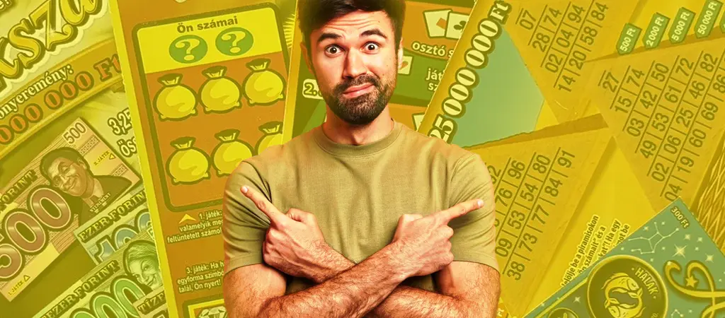 D&ouml;nt&eacute;st jelző testtart&aacute;ssal &aacute;ll&oacute; f&eacute;rfi a legjobb kapar&oacute;s sorsjegyek előtt, v&aacute;laszt&aacute;si helyzetet &aacute;br&aacute;zolva