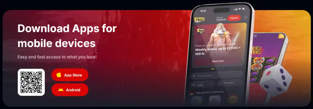 Yep Casino mobil applikáció, online kaszinó alkalmazás iOS és Android készülékekre magyar játékosoknak