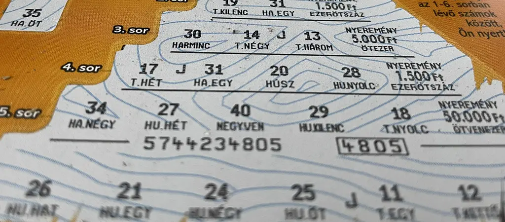 Kaparós sorsjegy betűkód ellenőrzése és nyeremény megállapítása számsorok alapján Magyarországon