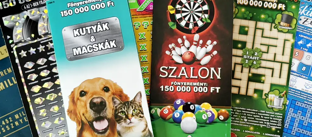 Elt&eacute;rő t&eacute;m&aacute;j&uacute; &eacute;s főnyerem&eacute;nyű kapar&oacute;s sorsjegyek v&aacute;logat&aacute;sa egym&aacute;s mellett, amely a magyarorsz&aacute;gi k&iacute;n&aacute;lat soksz&iacute;nűs&eacute;g&eacute;t &eacute;s a j&aacute;t&eacute;kosok v&aacute;laszt&aacute;si lehetős&eacute;geit mutatja be