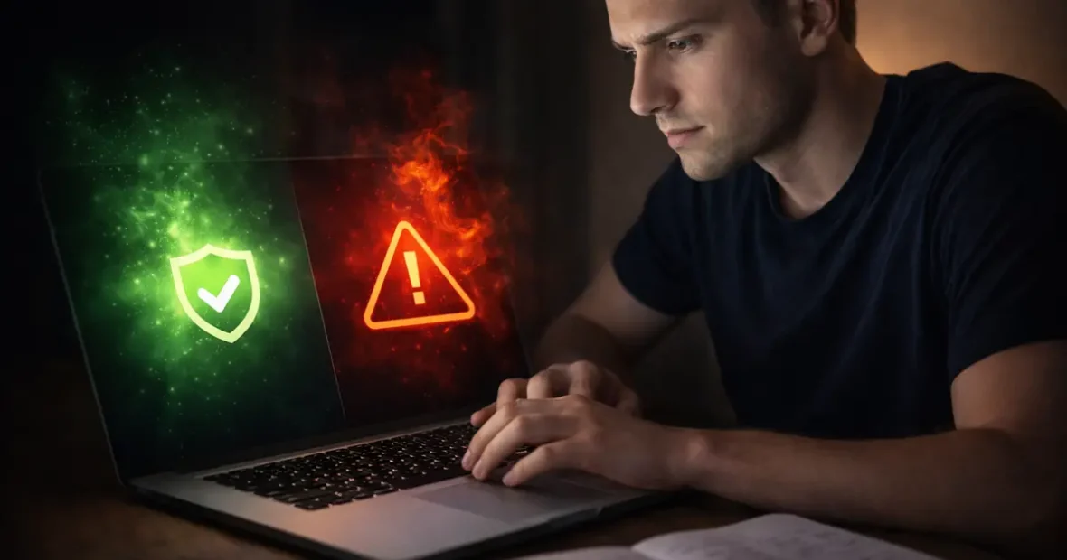 Online kaszinó biztonság és kockázat összehasonlítása laptopon, legális és illegális oldalak Magyarországon