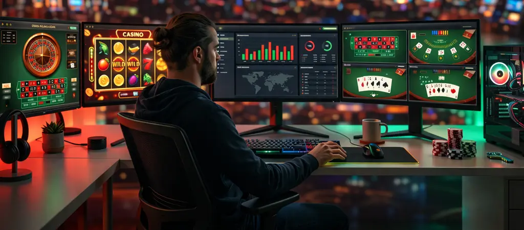 T&ouml;bb monitoros sz&aacute;m&iacute;t&oacute;g&eacute;pes rendszer online kaszin&oacute; platformok műk&ouml;d&eacute;s&eacute;t &eacute;s statisztik&aacute;it mutatja