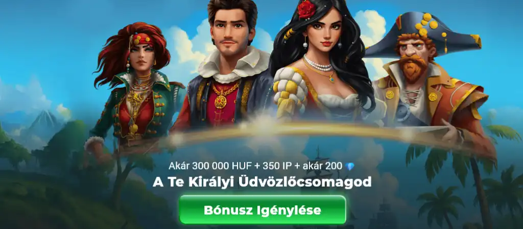 Royal Sea online kaszin&oacute; &uuml;dv&ouml;zlő b&oacute;nusz aj&aacute;nlata &uacute;j magyar j&aacute;t&eacute;kosoknak 300 000 Ft + 350 ingyenes p&ouml;rget&eacute;ssel &eacute;s ak&aacute;r 200 gy&eacute;m&aacute;nttal, kir&aacute;lyi t&eacute;m&aacute;j&uacute; grafik&aacute;val &eacute;s regisztr&aacute;ci&oacute;s jutalommal