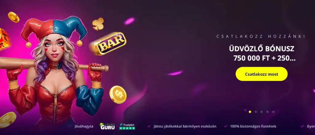 Slotoro kaszin&oacute; prom&oacute;ci&oacute;s banner 750 000 Ft &uuml;dv&ouml;zlő b&oacute;nusszal &eacute;s 250 ingyen p&ouml;rget&eacute;ssel magyar j&aacute;t&eacute;kosok sz&aacute;m&aacute;ra