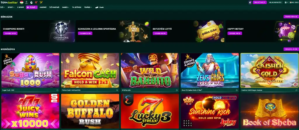 SpinBetter online kaszin&oacute; j&aacute;t&eacute;kok k&iacute;n&aacute;lata, nyerőg&eacute;pek &eacute;s b&oacute;nuszok magyar j&aacute;t&eacute;kosok sz&aacute;m&aacute;ra