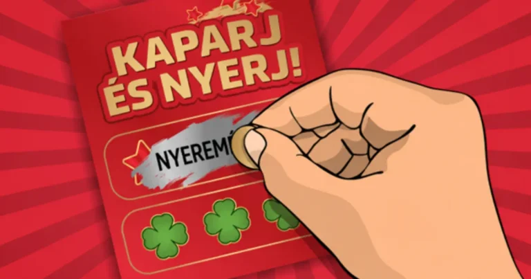 Online kaparós sorsjegy illusztráció nyereménymező kaparásával és szerencsejáték esélyek bemutatásával.