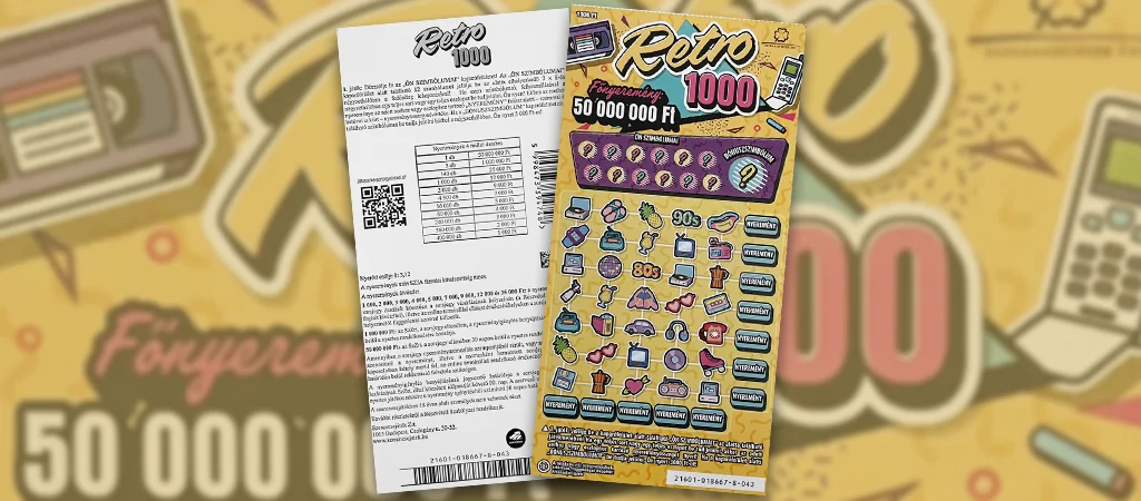 Retro 1000 sorsjegy, klasszikus kaparós sorsjegy a Szerencsejáték Zrt. kínálatából, 50 millió forintos főnyereménnyel
