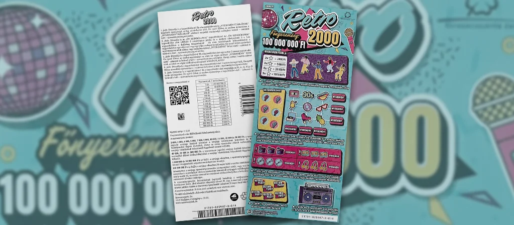 Retro 2000 sorsjegy, klasszikus kaparós sorsjegy a Szerencsejáték Zrt. kínálatából, 100 millió forintos főnyereménnyel