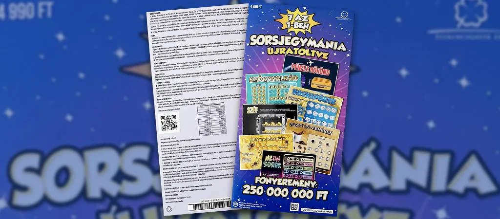 Sorsjegymánia újratöltve sorsjegy, klasszikus kaparós sorsjegy a Szerencsejáték Zrt. kínálatából, 250 millió forintos főnyereménnyel